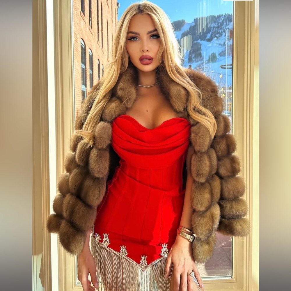 Jessica Bara mini dress in Hot Red